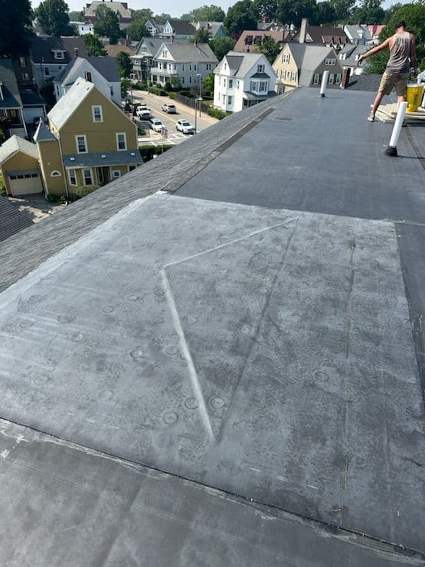 Roof Cricket Installation for EPDM Roofs in Roslindale image
