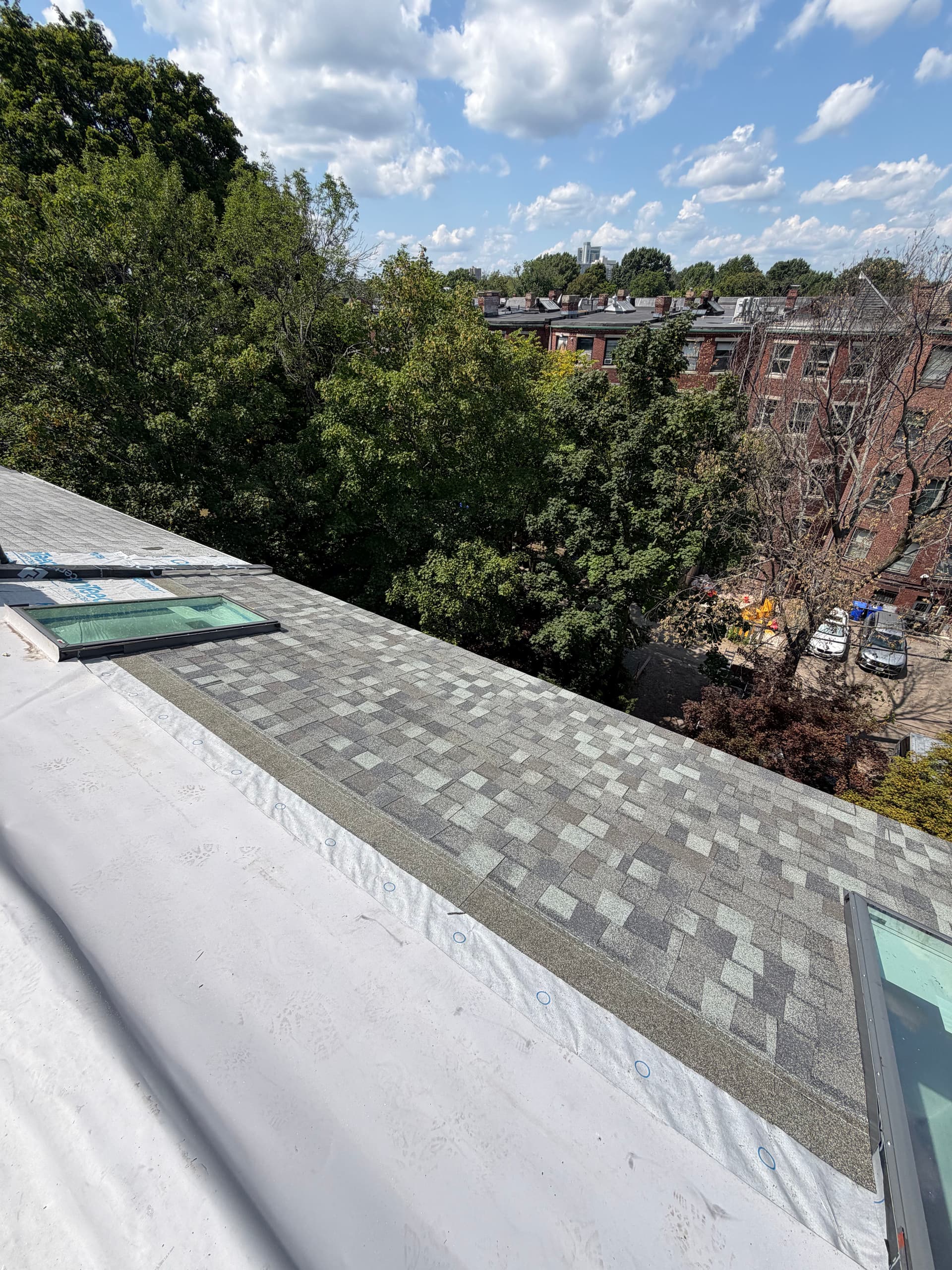 Clean Shingle-to-Membrane Transition With New Skylight Installation image